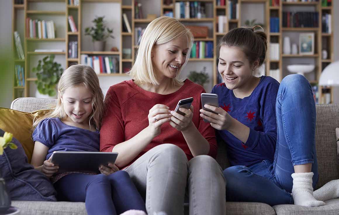 Family watching TV