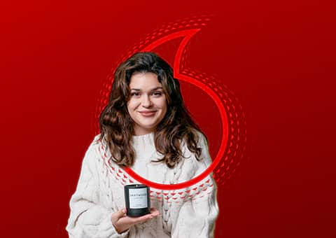 Somas founder with Vodafone logo