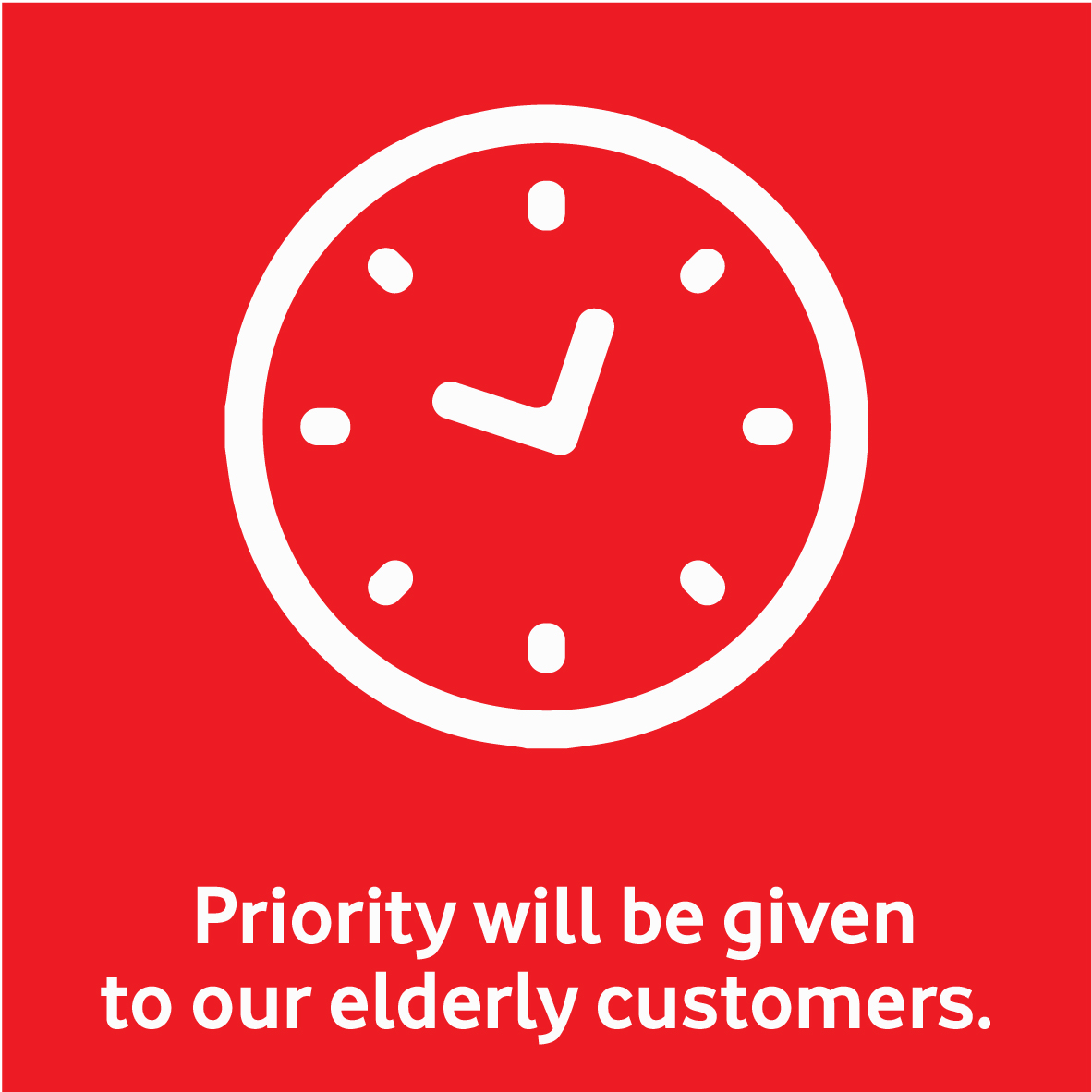 Icon explaining that priority will be given to elderly customers