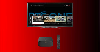 TV with Vodafone VTV box and remote