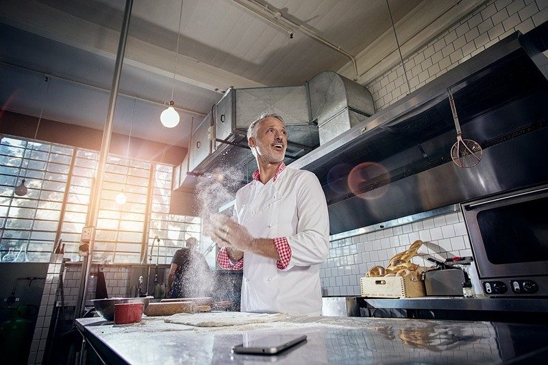Chef working in kitchen